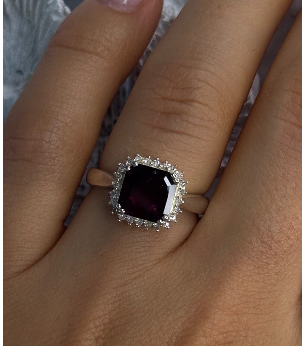 925 Sterling Silver Almandine & Beryl Ring Size 7